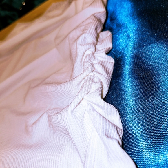 SHEIN White Tube Top Ruched Lace Cocktail - Picture 4 of 8